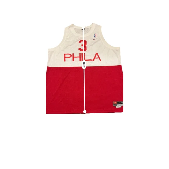 Nike Allen Iverson 76ers PHILA Jersey Mens 3XL Red White NBA Basketball - Picture 7 of 14